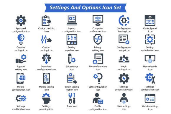 Settings and Options Icon Set for Designers and Developers